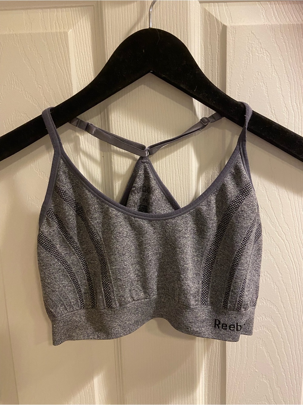Reebok Heather Gray Seamless Strappy Sports Bralette M